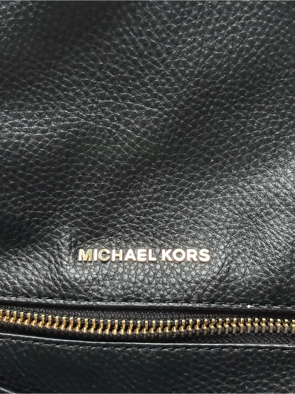 Michael Kors Black Pebbled Leather Backpack with Gold Accents